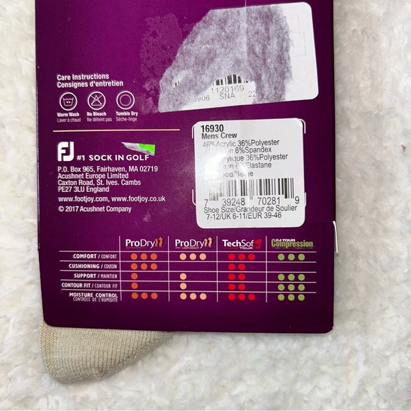 FootJoy Men’s ProDry Advanced Golf Comfort Size 7-12 NEW - Picture 3 of 3